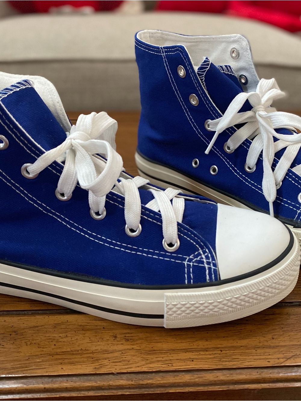 Kids High-Top Canvas Sneakers - Royal Blue
